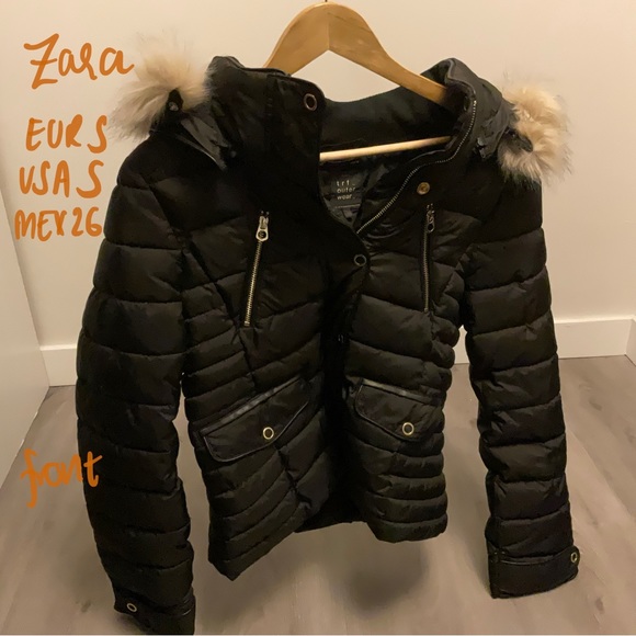 Zara Black Puffer with zippers - Picture 1 of 3